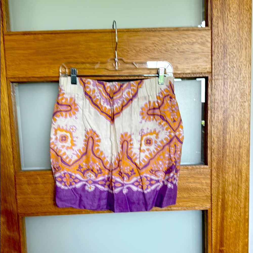Vibrant Purple and Orange Patterned & Lined J Crew skirt